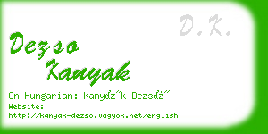 dezso kanyak business card